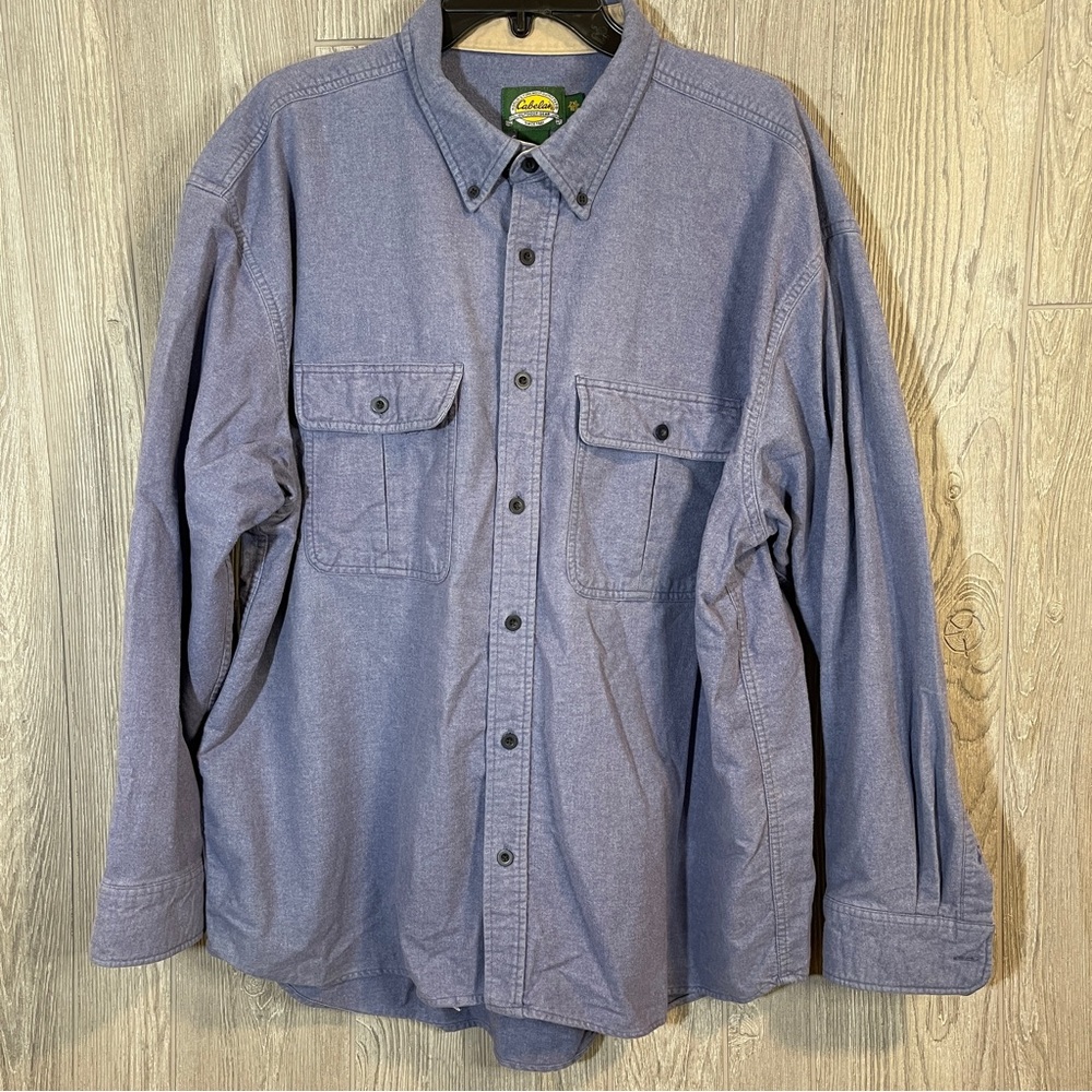 Cabela’s outdoor gear blue heavy Chamois long sleeved button up Shirt 2XL
